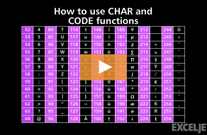 Video thumbnail for How to use CHAR and CODE functions