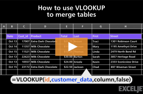 Video thumbnail for How to use VLOOKUP to merge tables