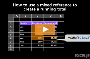 Video thumbnail for How to use a mixed reference to create a running total