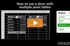Video thumbnail for How to use a slicer with multiple pivot tables