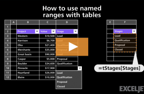 Video thumbnail for How to use named ranges with tables