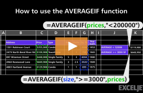 Video thumbnail for How to use the AVERAGEIF function