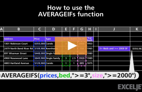 Video thumbnail for How to use the AVERAGEIFs function