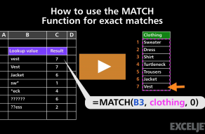 Video thumbnail for How to use the MATCH Function for exact matches