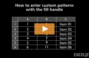 Video thumbnail for How to enter custom patterns with the fill handle in Excel