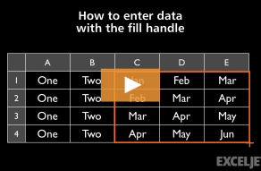 Video thumbnail for How to use the fill handle to enter data in Excel