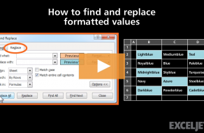 Video thumbnail for How to find and replace formatted values in Excel