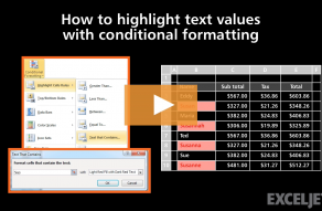 Video thumbnail for How to highlight text values with conditional formatting