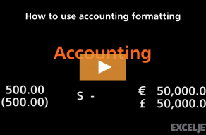 Video thumbnail for How to use accounting formatting in Excel