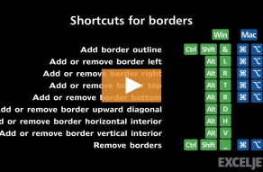 Excel Shortcut  Add or remove border vertical interior - 76