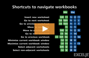 Video thumbnail for Shortcuts to navigate workbooks