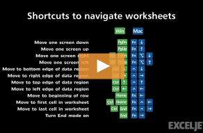Video thumbnail for Shortcuts to navigate worksheets