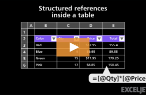 Video thumbnail for Structured references inside a table