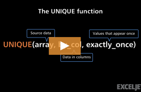 Video thumbnail for The UNIQUE function