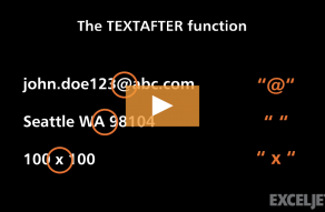 Video thumbnail for Excel TEXTAFTER function