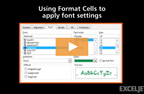 Excel Shortcut  Display Format Cells with Font tab selected - 98