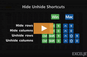 Video thumbnail for Shortcuts to hide/unhide rows and columns