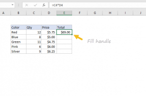 Excel fill handle