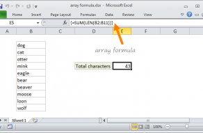 Example array formula in Excel