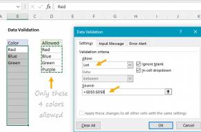 Data validation in Excel