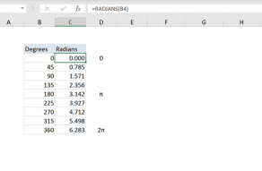 Excel use of Radians