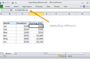 Example of expanding reference in Excel
