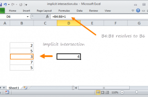 Excel implicit intersection example