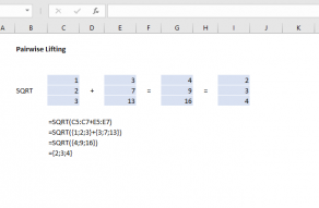 Example of "pairwise lifting", an array calculation behavior in Excel