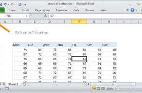 Excel Select All button at upper left of all worksheets