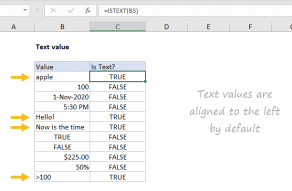 Text values in Excel