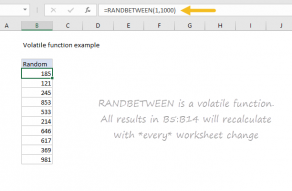 Example of volatile function in Excel