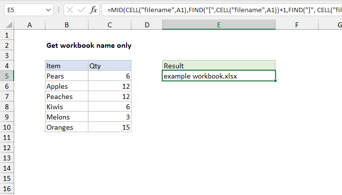 Excel Formula Get Workbook Name Only Exceljet Excel Formula Get Workbook Name Only Exceljet