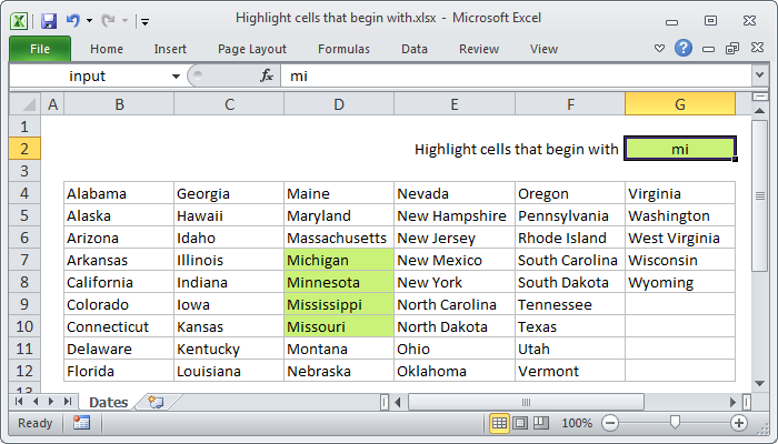 Excel formula: Highlight cells that begin with Excel formula: Highlight cells that begin with