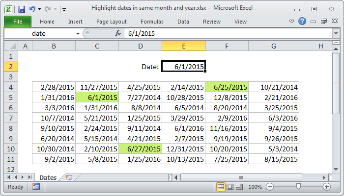 Excel formula: Highlight dates in same month and year Excel formula: Highlight dates in same month and year
