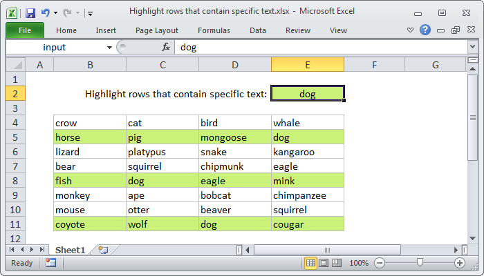 Excel Formula Highlight Rows That Contain Exceljet