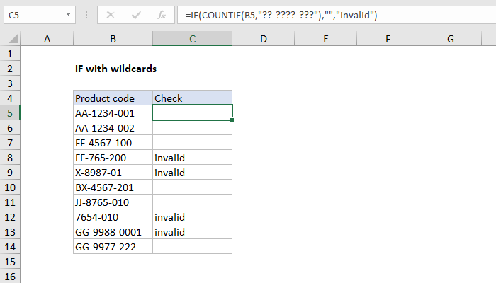 Excel formula: IF with wildcards Excel formula: IF with wildcards