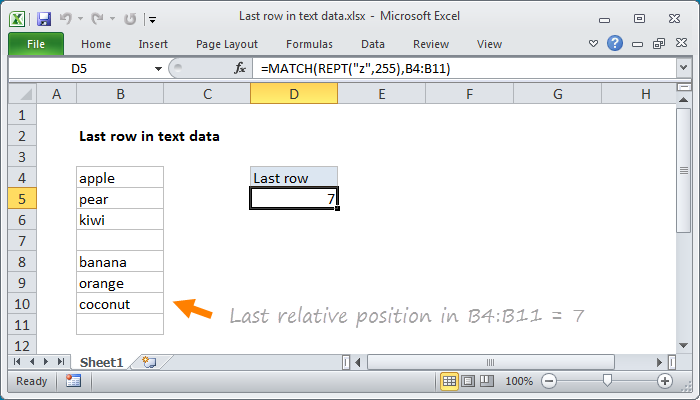 Excel formula: Last row in text data Excel formula: Last row in text data