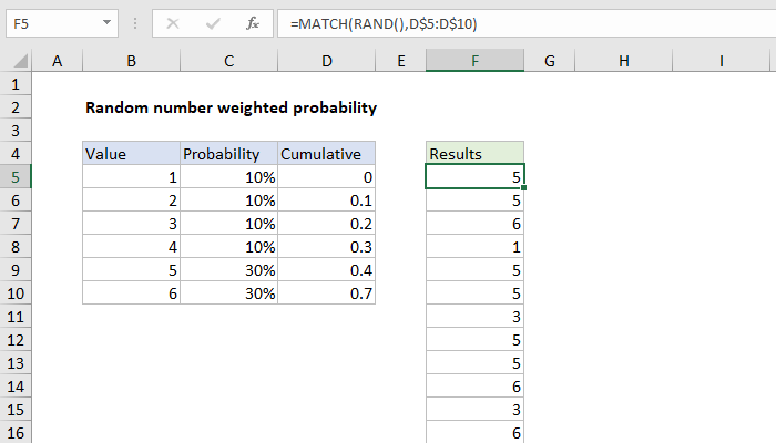 Random Number Picker Excel