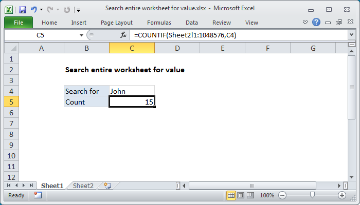 Excel formula: Search entire worksheet for value Excel formula: Search entire worksheet for value