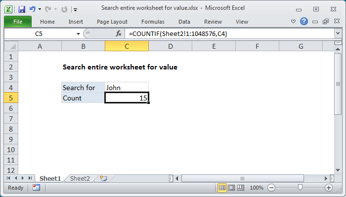 How to search a name in an excel spreadsheet