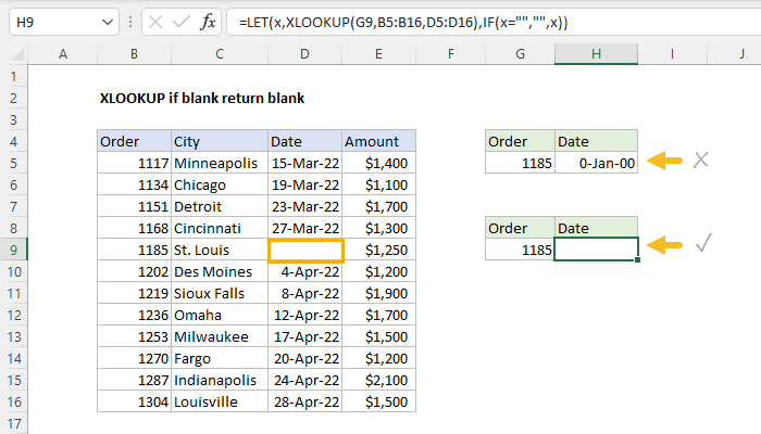 Excel formula: XLOOKUP return blank if blank Excel formula: XLOOKUP return blank if blank