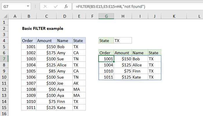 Excel formula: Basic filter example Excel formula: Basic filter example
