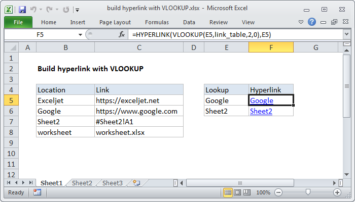 Excel formula: Build hyperlink with VLOOKUP