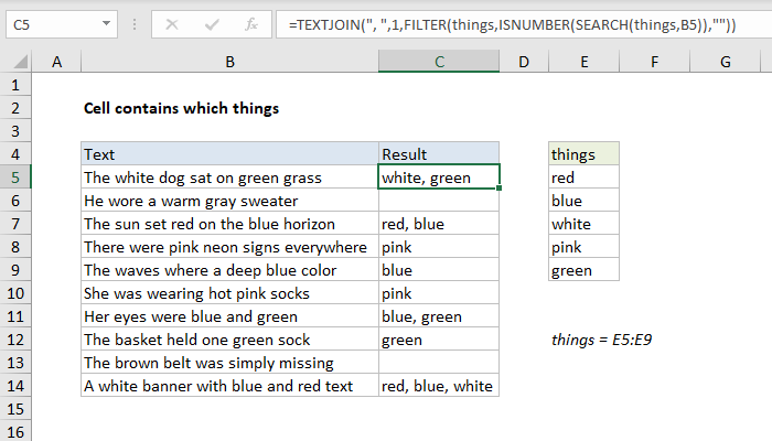 Excel formula: Cell contains which things Excel formula: Cell contains which things