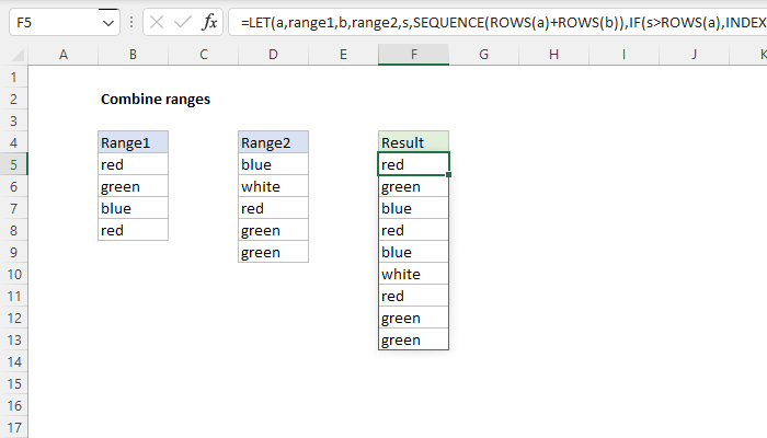 Excel formula: Combine ranges Excel formula: Combine ranges