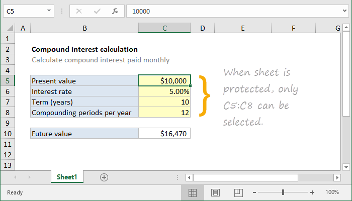 Excel Formula Highlight Unprotected Cells Exceljet