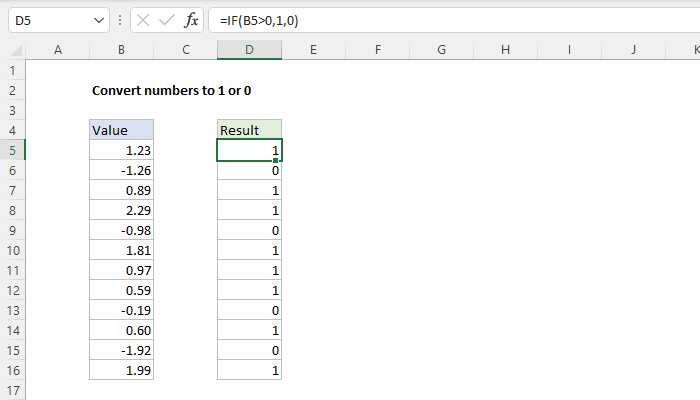 Excel formula: Convert numbers to 1 or 0 Excel formula: Convert numbers to 1 or 0