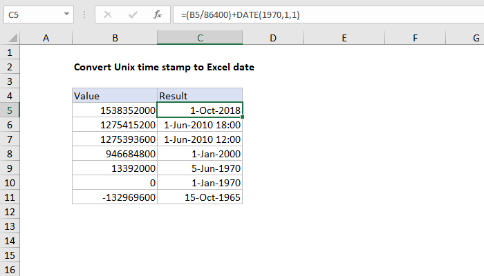 excel timestamp to date