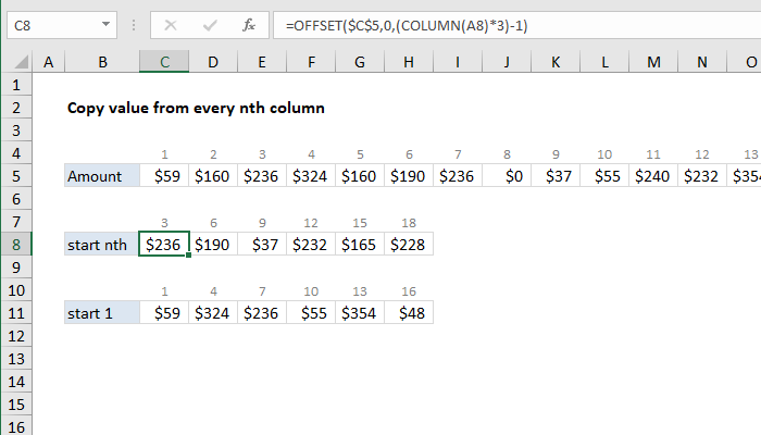 Excel Formula Copy Value From Every Nth Column Exceljet