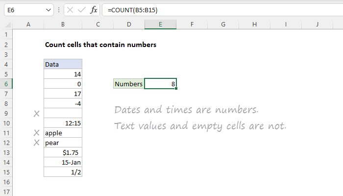 Excel formula: Count cells that contain numbers Excel formula: Count cells that contain numbers
